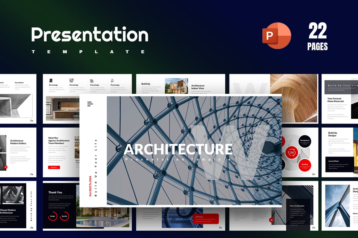 Template Presentasi PowerPoint Arsitektur yang Menarik