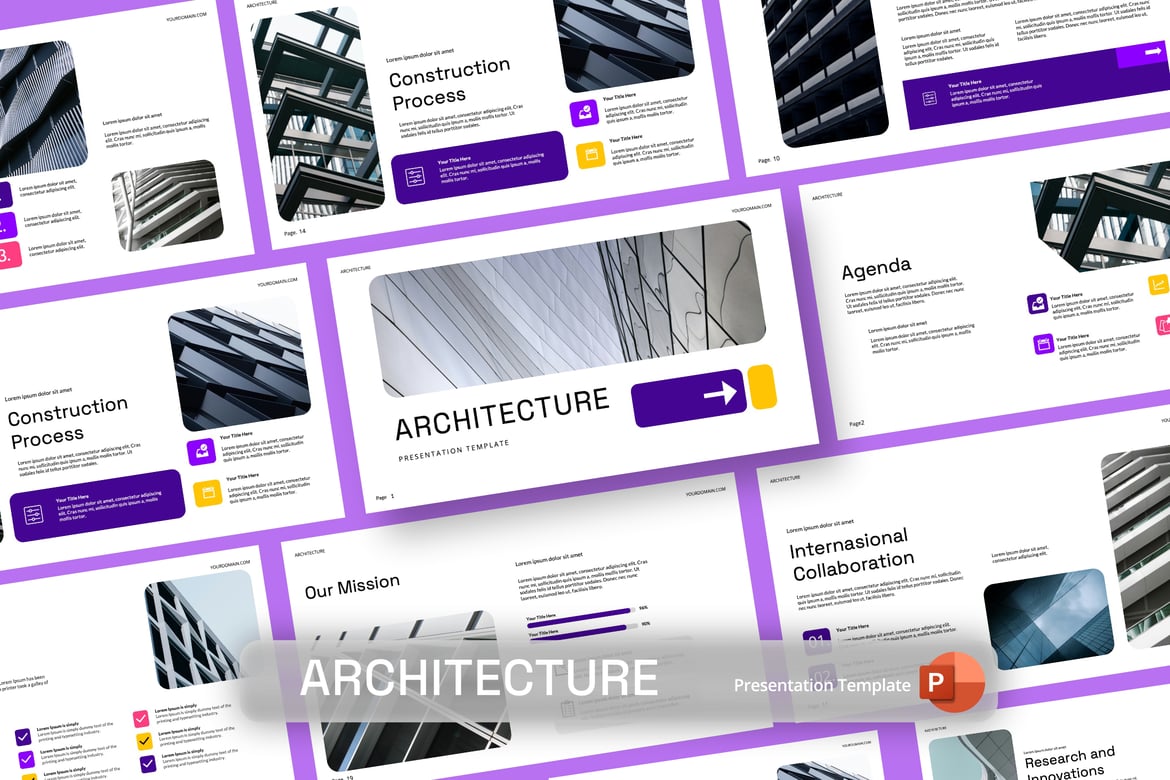 Template Presentasi PowerPoint Arsitektur yang Menarik