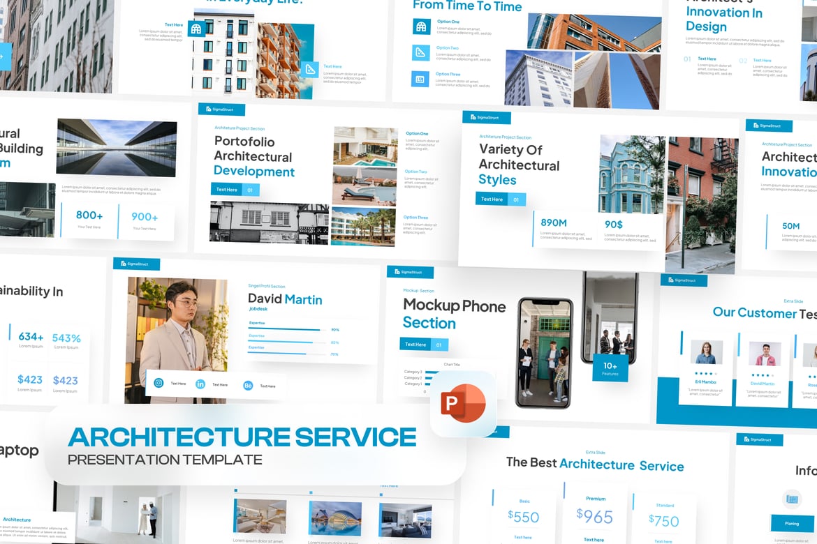 Template PowerPoint Arsitektur Modern dan Minimalis