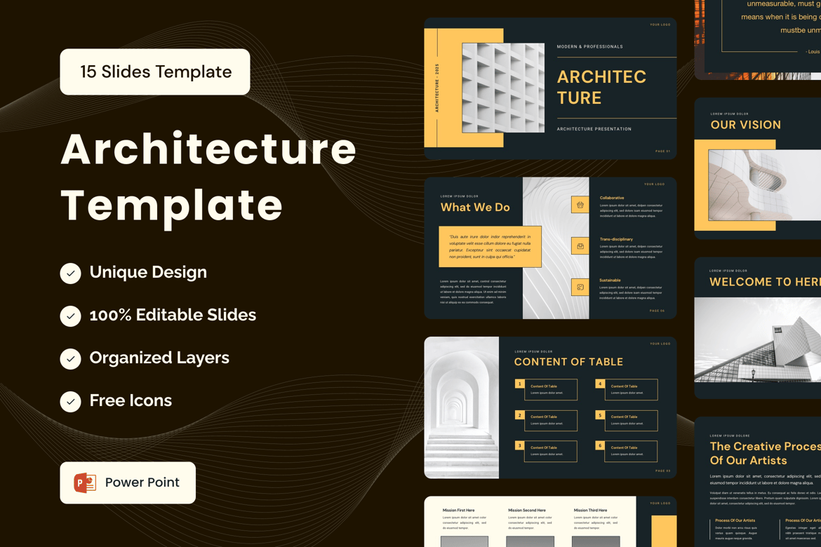 Template Presentasi Arsitektur yang Modern untuk PowerPoint