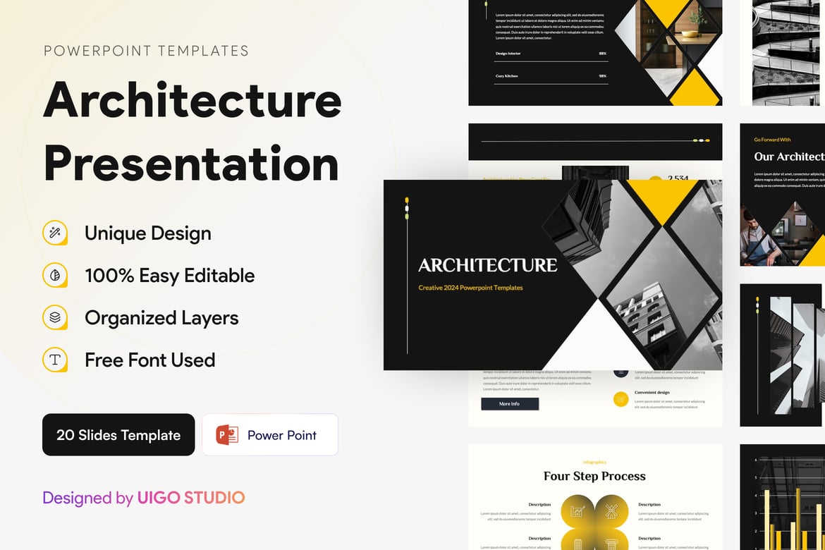 Template Presentasi Arsitektur PowerPoint yang Modern dan Profesional