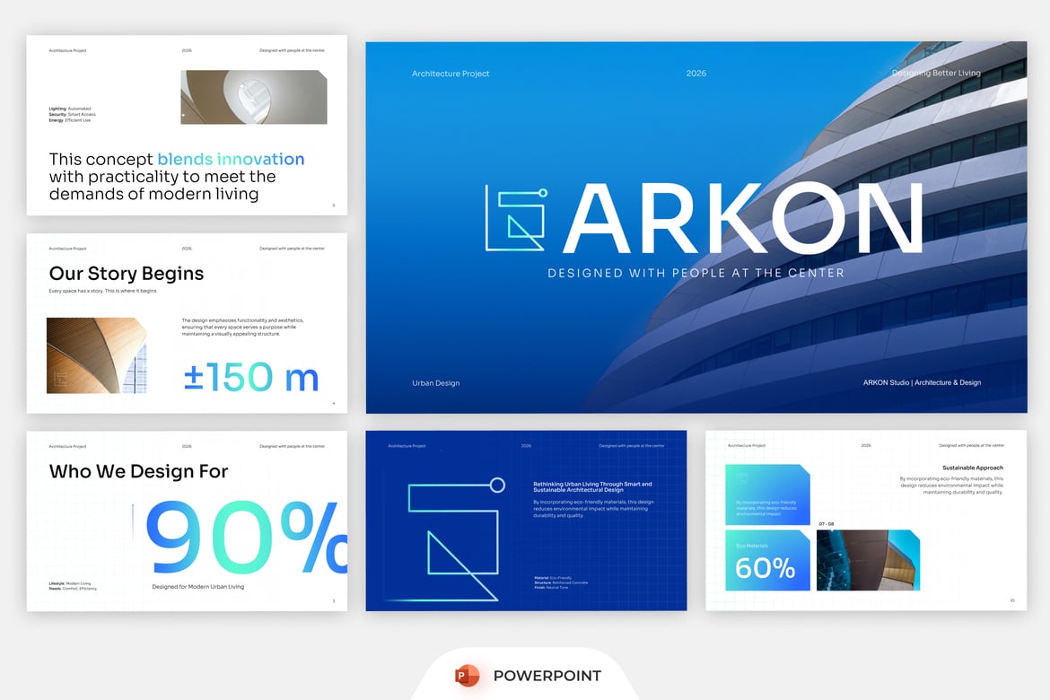Template PowerPoint Proyek Arsitektur Modern