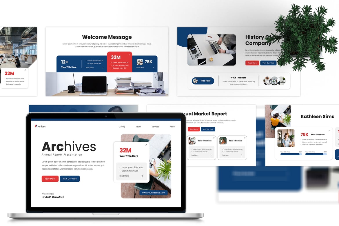 Template PowerPoint Laporan Tahunan - Arsip Modern dan Kreatif