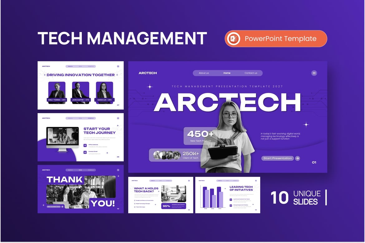 Template Presentasi PowerPoint Archtech Management yang Menawan