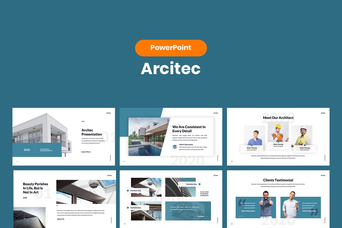 Template Presentasi Arsitektur Arcitec - PowerPoint yang Menarik dan Profesional