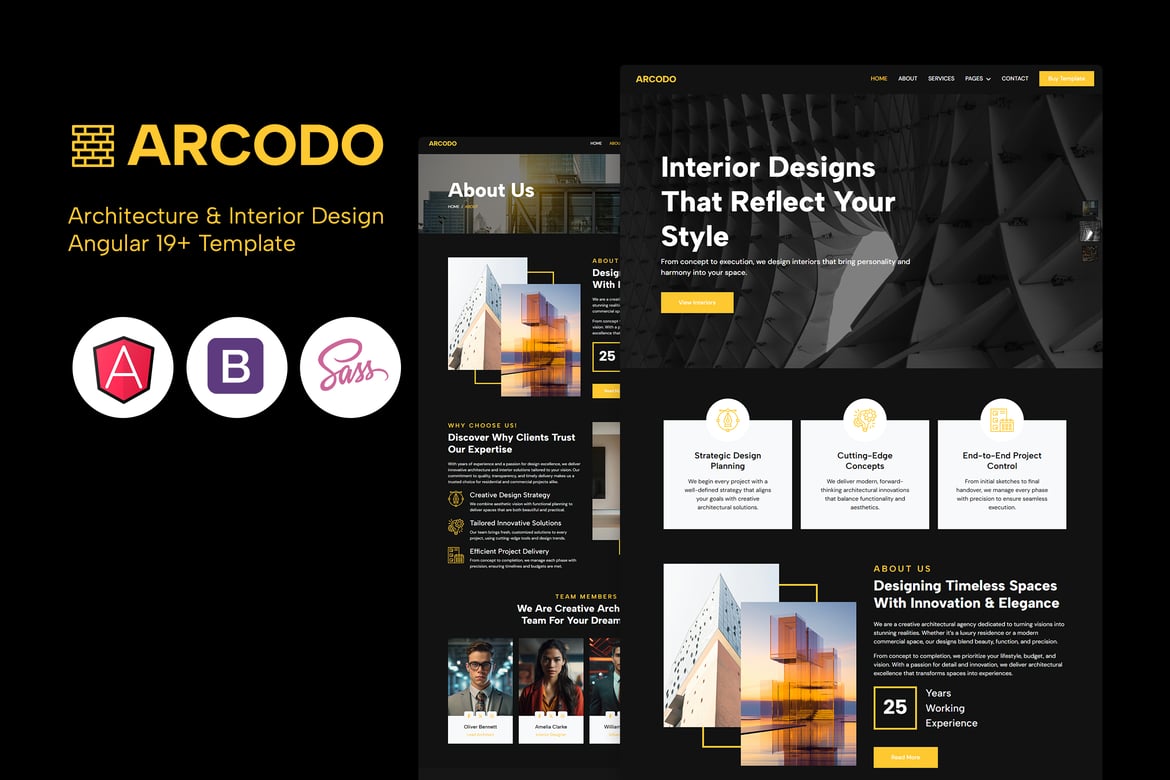 Arcodo - Template Website Desain Arsitektur Angular 19 yang Modern