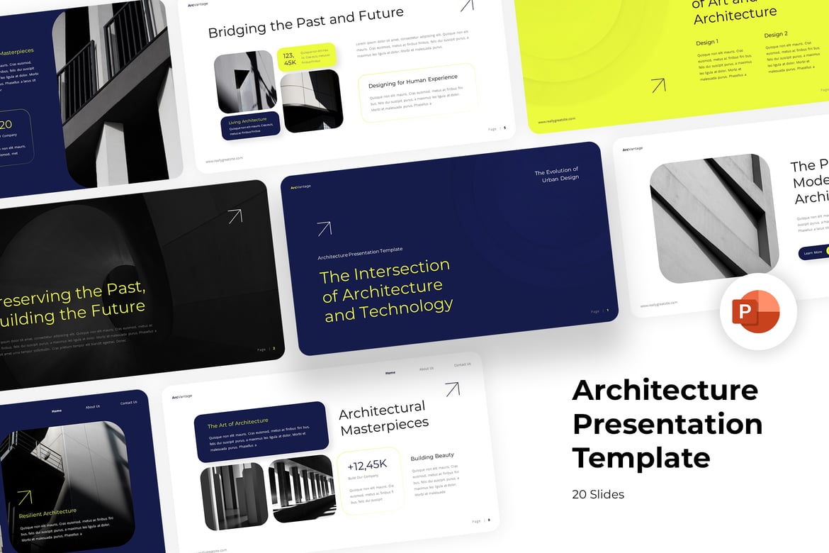Template Presentasi PowerPoint ArcVantage dengan Desain Minimalis