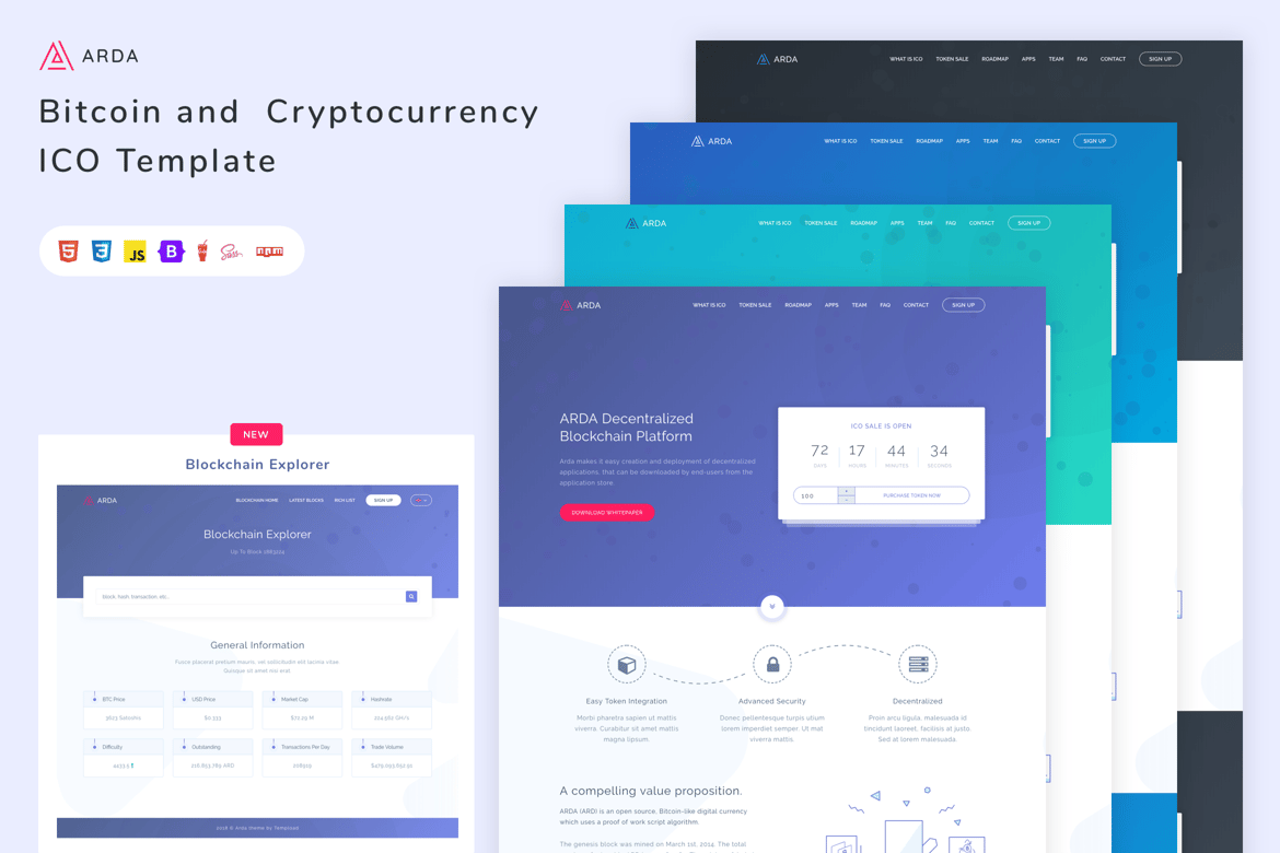 Template Website Arda untuk ICO Bitcoin dan Cryptocurrency yang Menarik