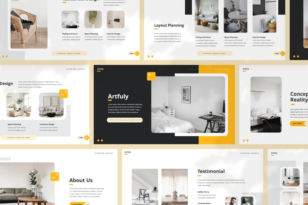 Arfuly — Template PowerPoint Desain Interior yang Menawan