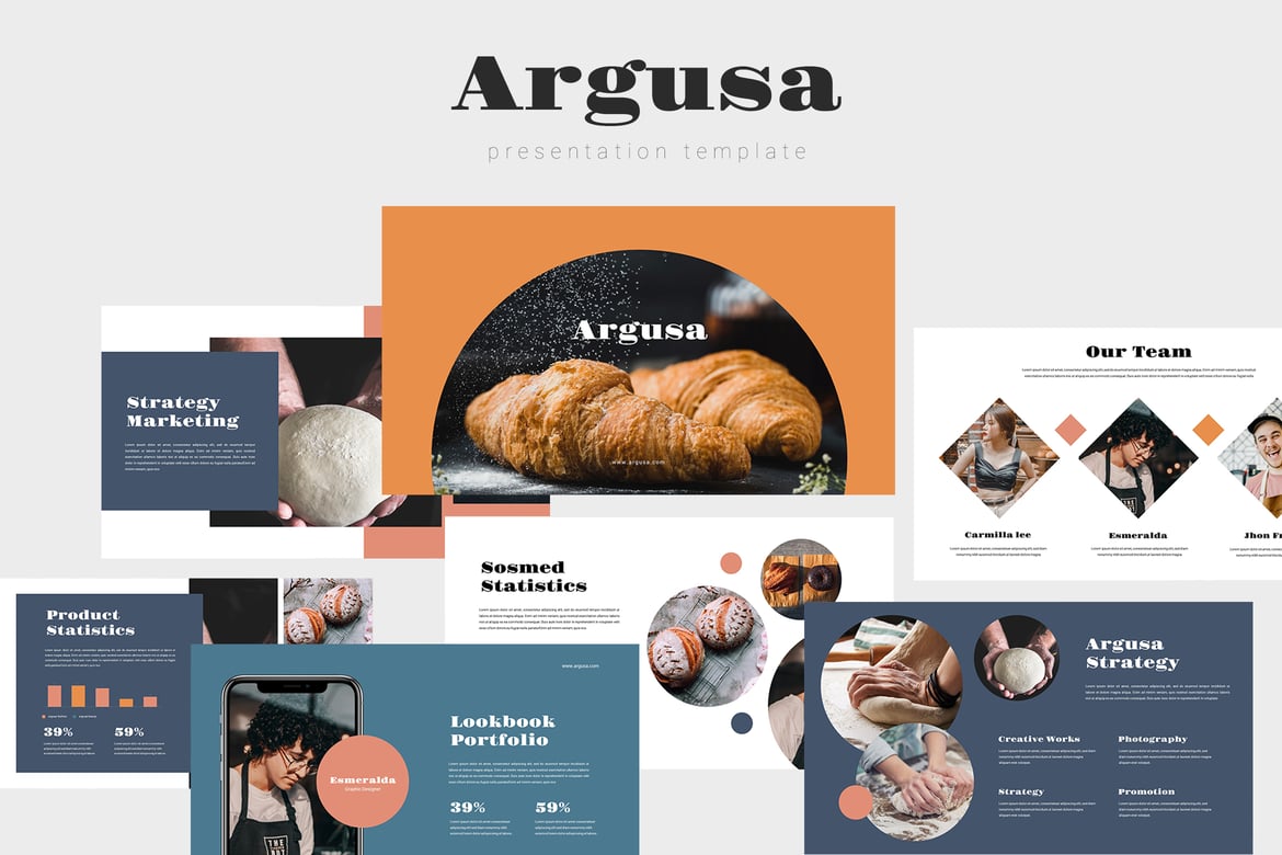 Template Presentasi PowerPoint Argusa untuk Bakery yang Menarik