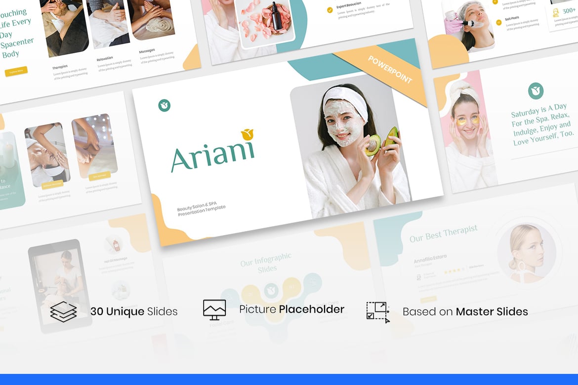 Template PowerPoint Ariani untuk SPA & Kecantikan yang Modern dan Menarik
