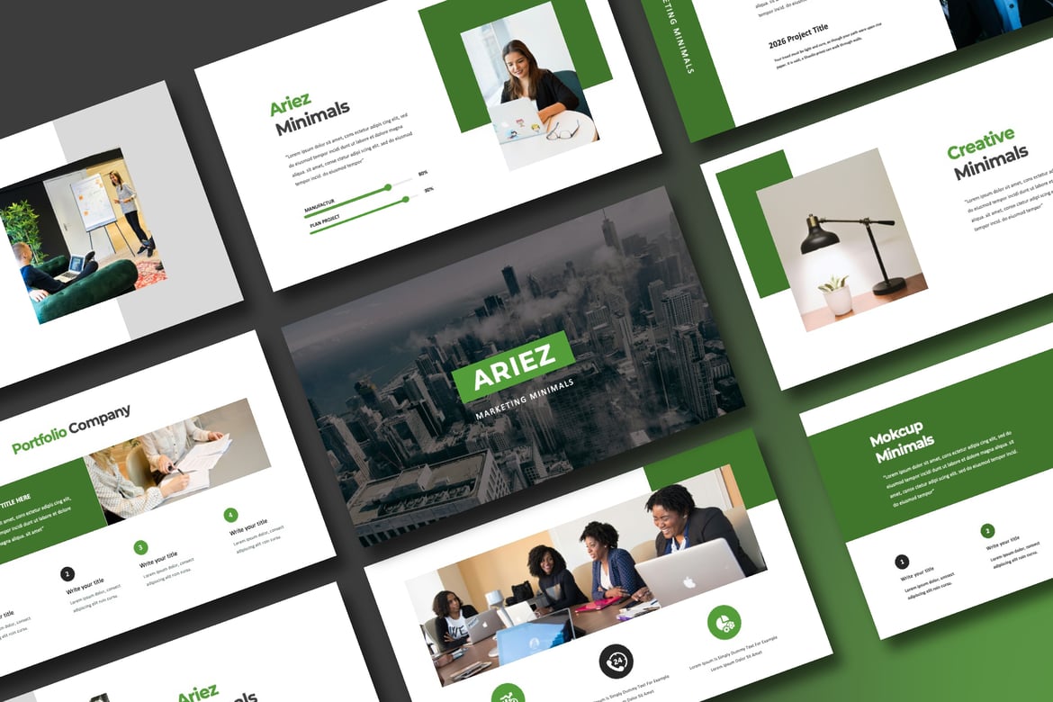 Template Presentasi PowerPoint Ariez - Desain Minimalis dan Fleksibel