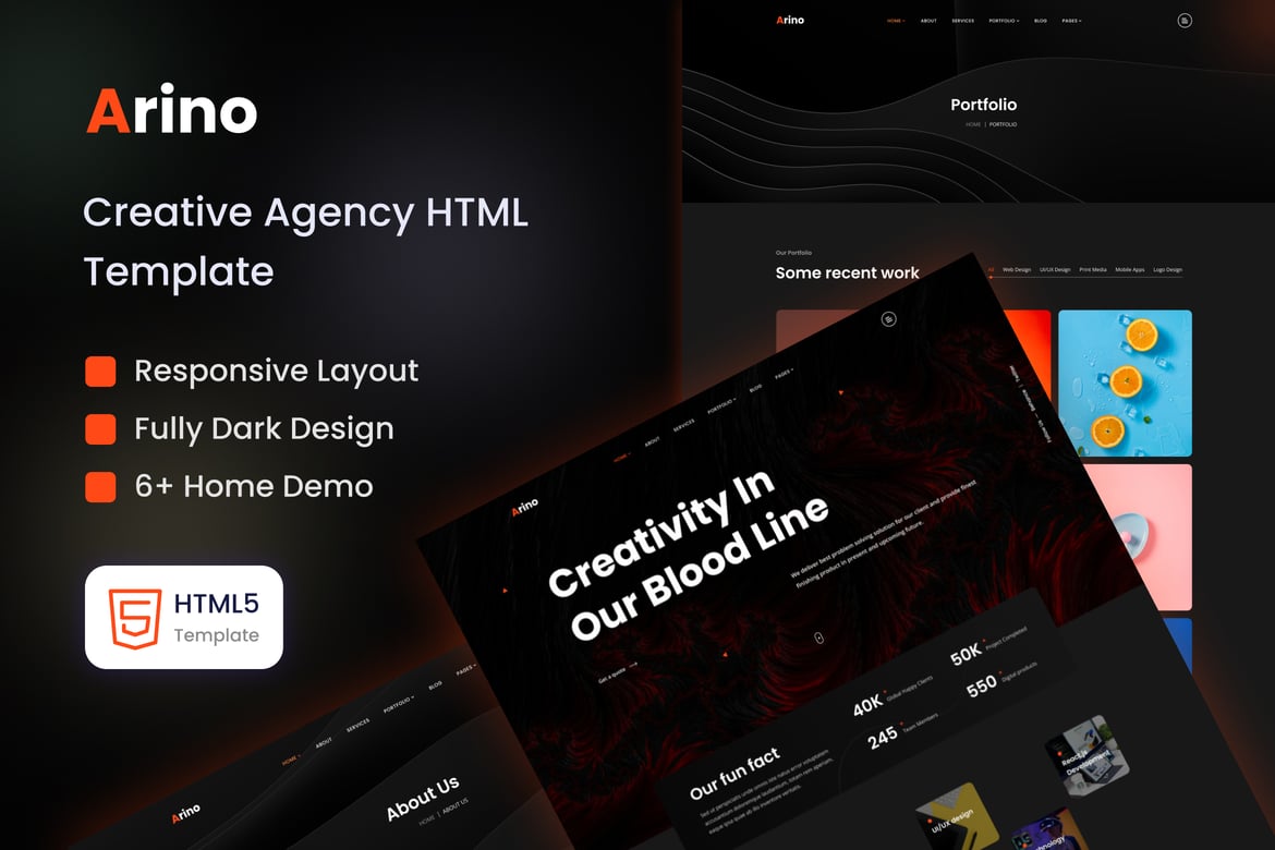 Arino - Template Website Kreatif untuk Agensi Modern