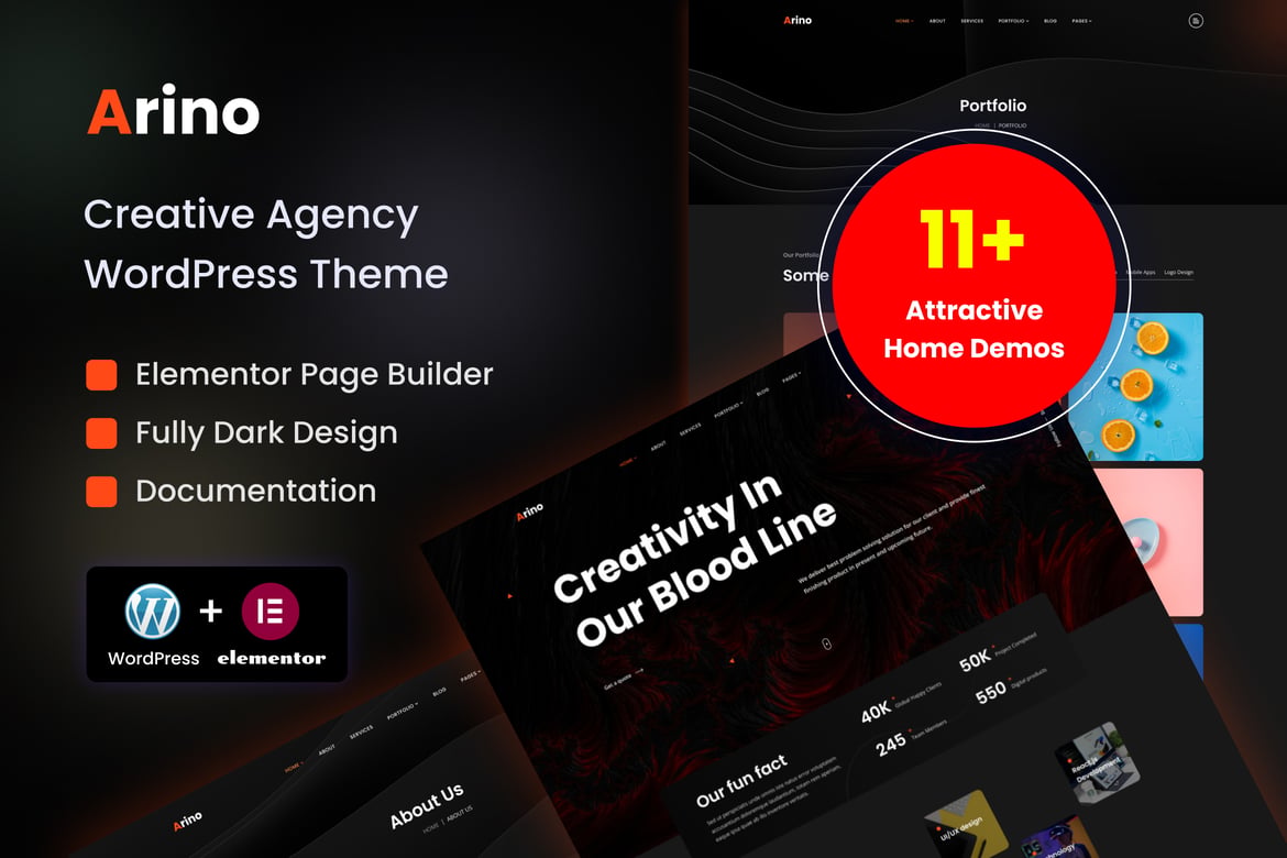 Arino - Tema WordPress Kreatif untuk Agensi dan Portofolio