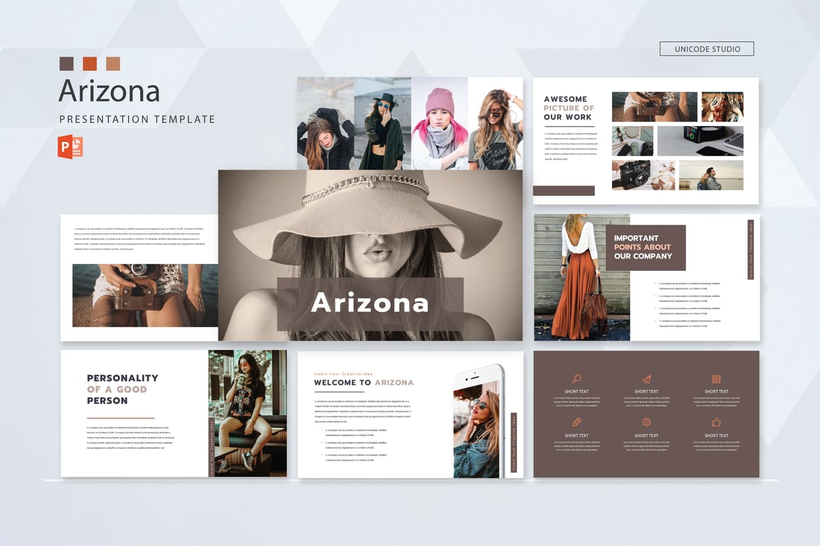 Template Powerpoint Fashion Arizona yang Modern dan Stylish