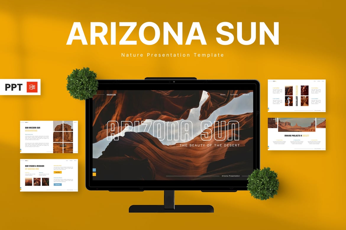 Template Presentasi PowerPoint Arizona Sun - Keindahan Alam yang Memukau