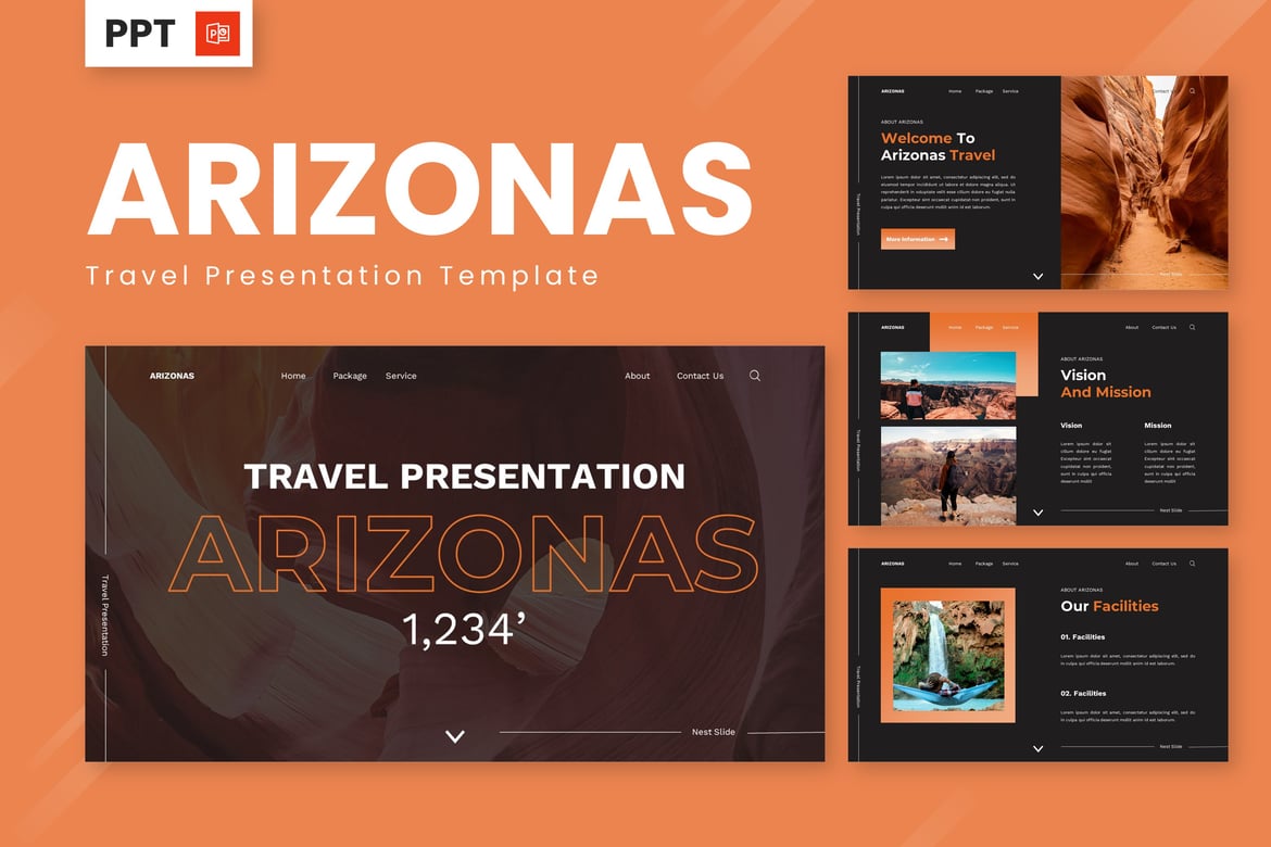 Template Presentasi PowerPoint Arizonas - Petualangan dan Wisata