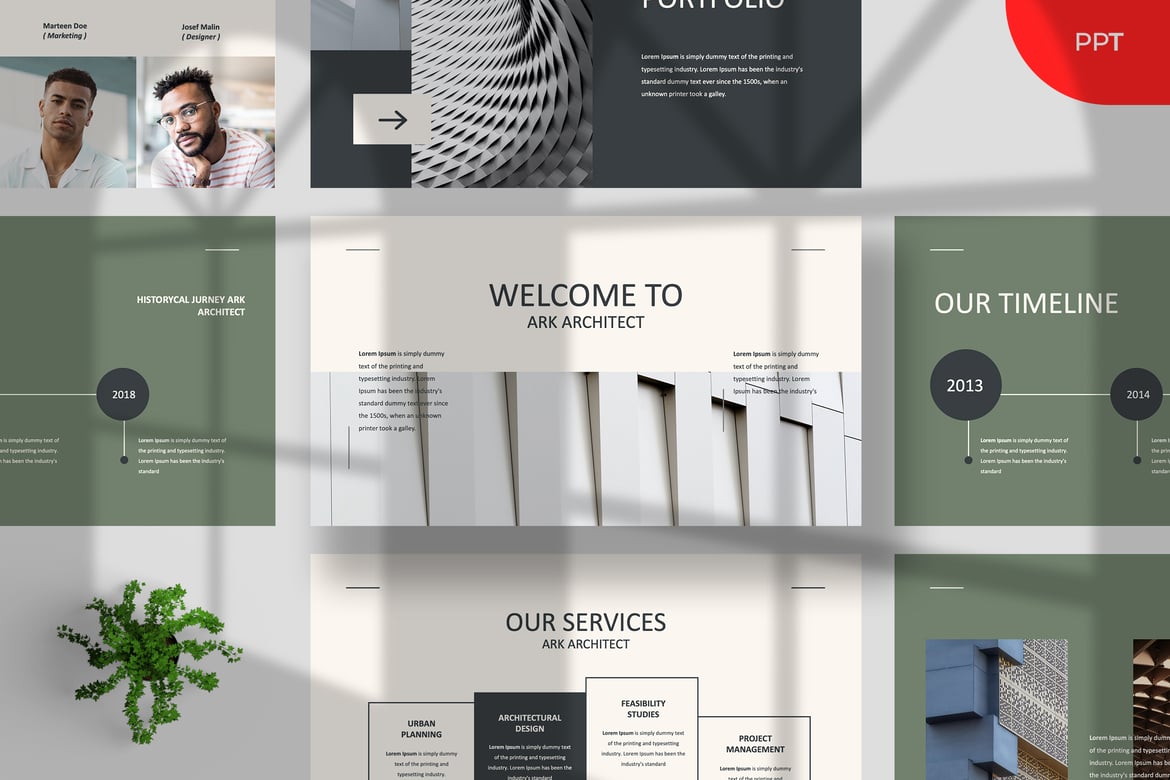 Template PowerPoint Ark Architect yang Modern dan Kreatif