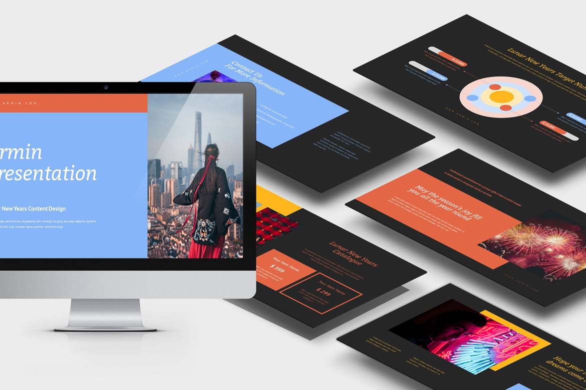 Template Powerpoint Armin untuk Tahun Baru Lunar yang Menarik