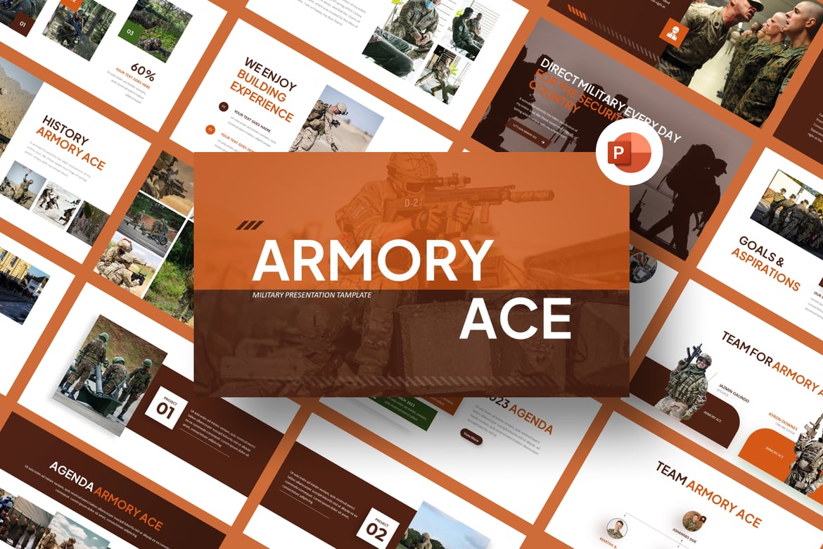 Template Presentasi Militer Armory Ace yang Modern dan Profesional