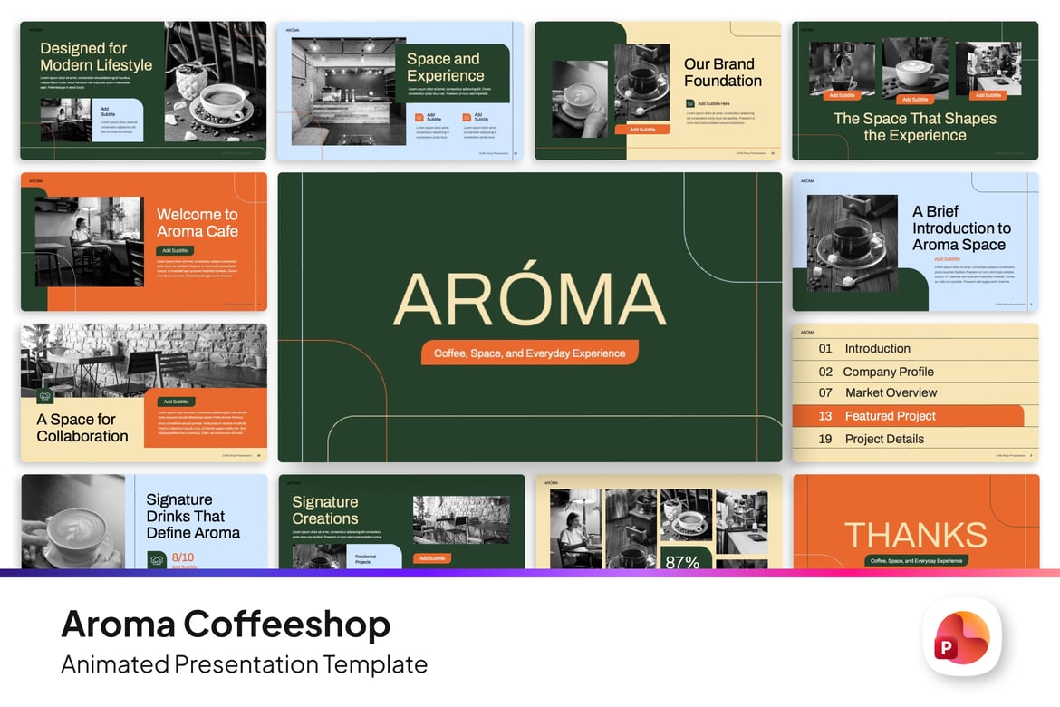 Template Presentasi PowerPoint Aroma Coffeeshop yang Menarik