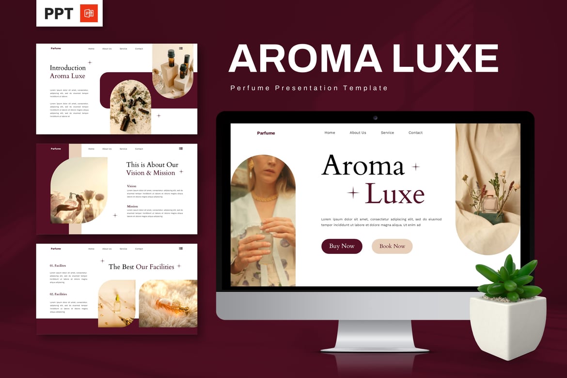 Template Presentasi Aroma Luxe - PowerPoint untuk Parfum dan Kecantikan