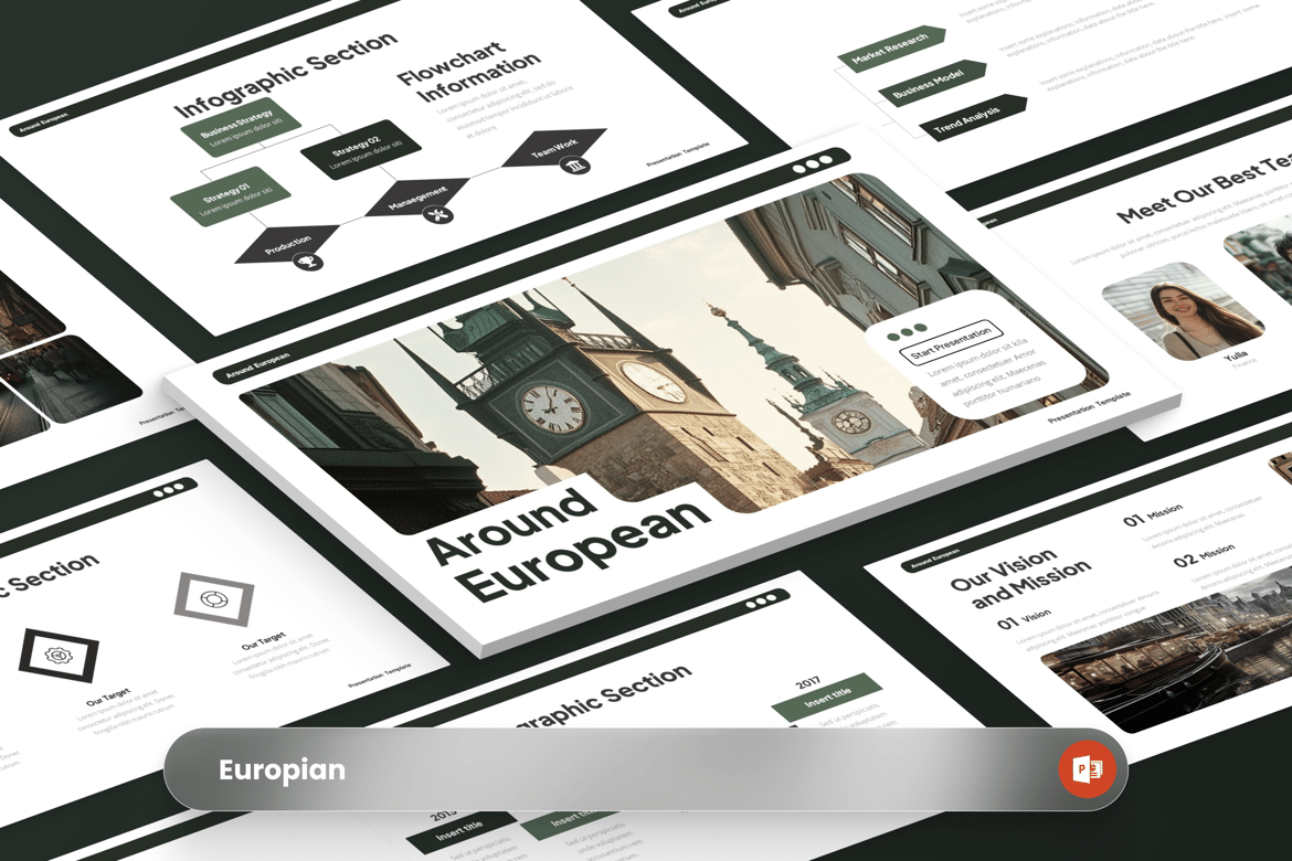 Template PowerPoint Eropa - Presentasi Profesional yang Menarik