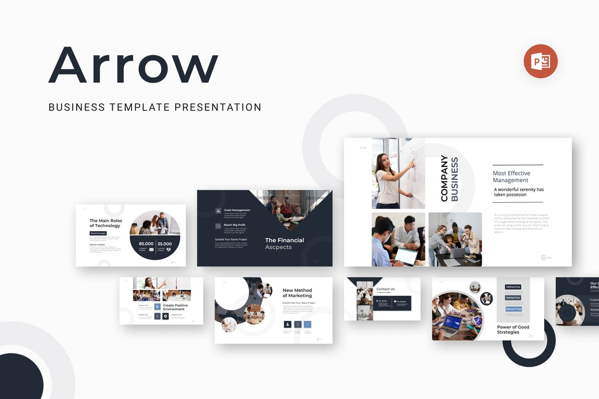 Template Presentasi PowerPoint Bisnis Arrow yang Modern dan Profesional