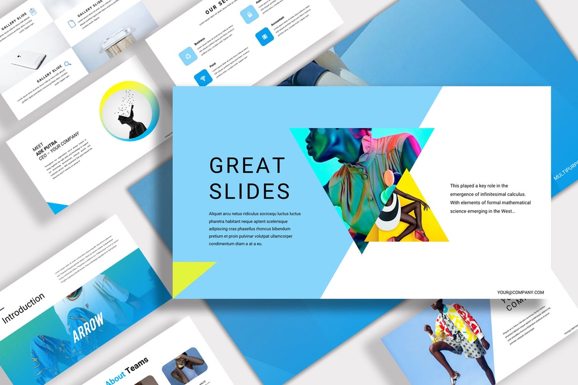 Template PowerPoint Kreatif Arrow yang Modern