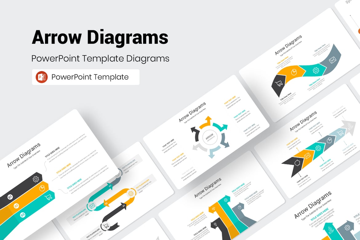 Template Presentasi PowerPoint Diagram Panah yang Menarik