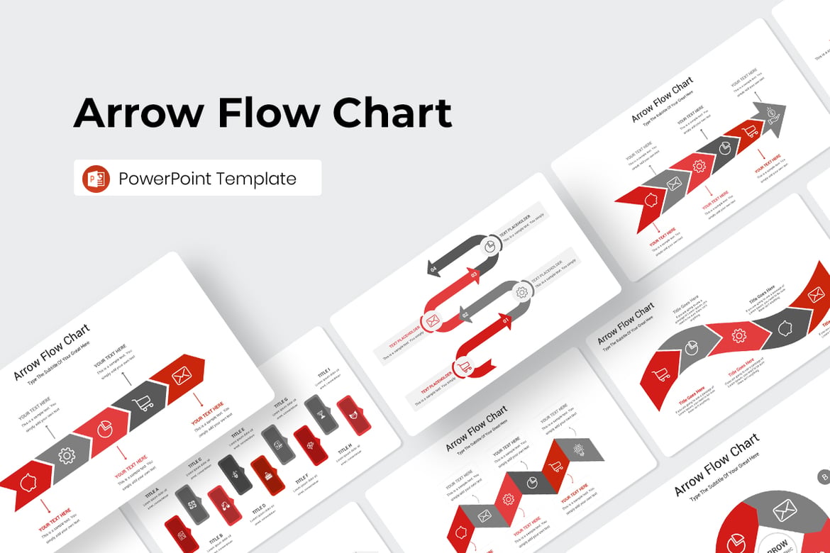 Template PowerPoint Diagram Alur Panah yang Menarik