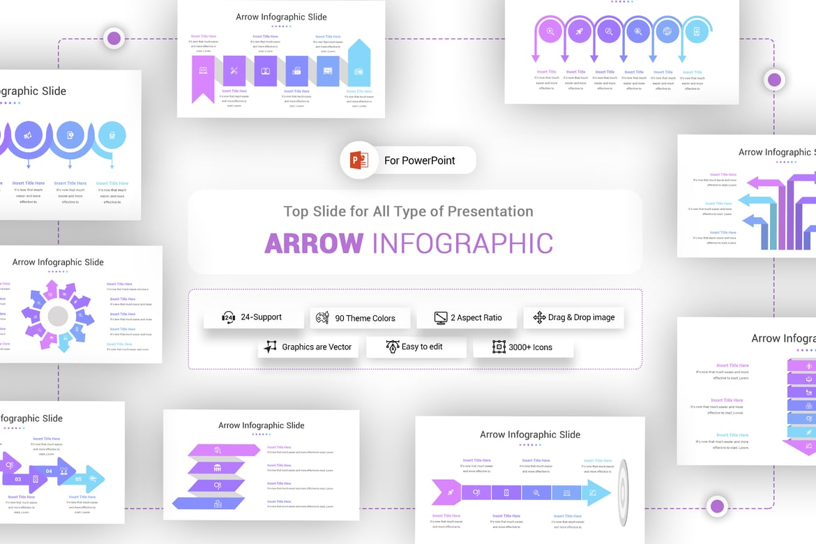 Template PowerPoint Infografis Panah yang Menarik dan Multifungsi