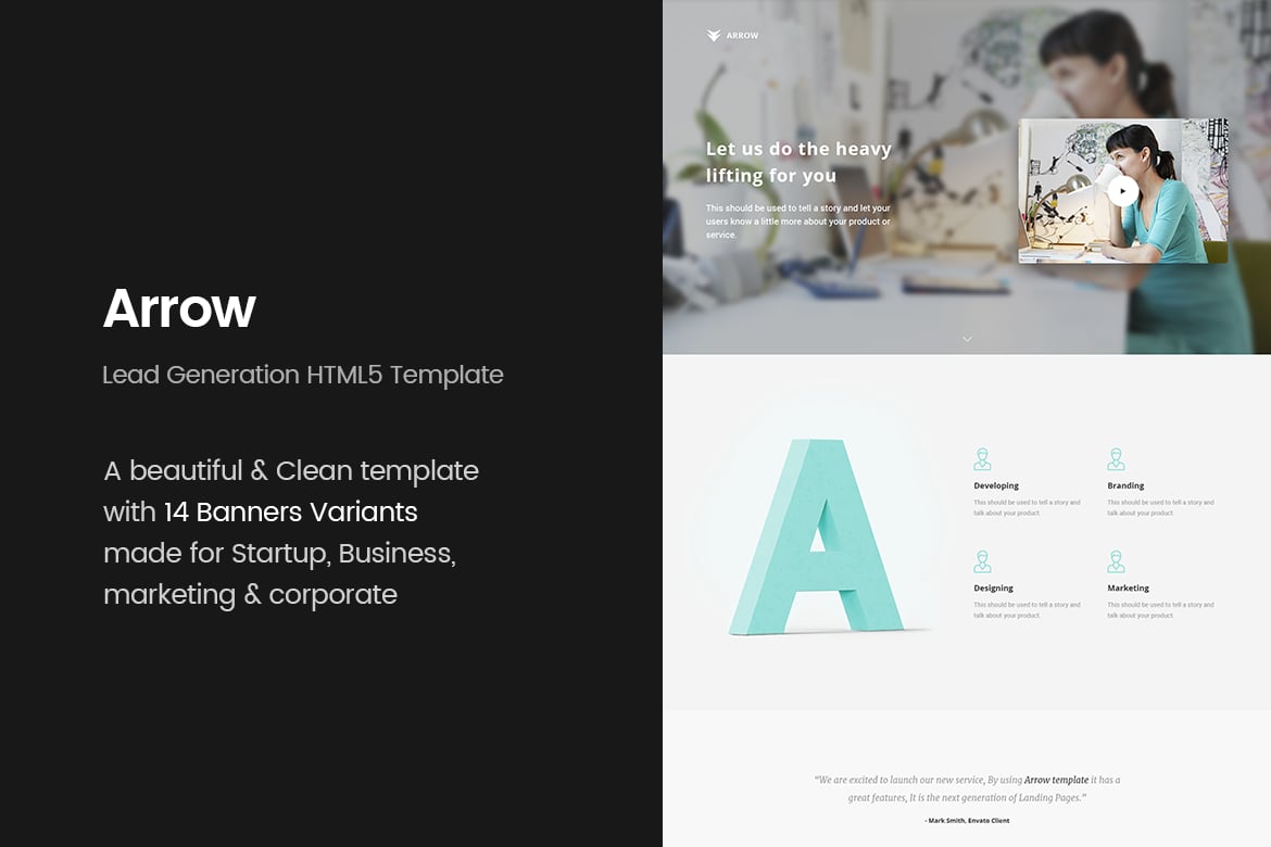Template Website Arrow - Halaman Landing untuk Generasi Lead yang Modern dan Kreatif