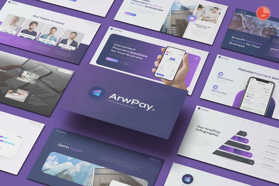 Template Presentasi PowerPoint Arrowpay - Aplikasi Pembayaran Online yang Menarik