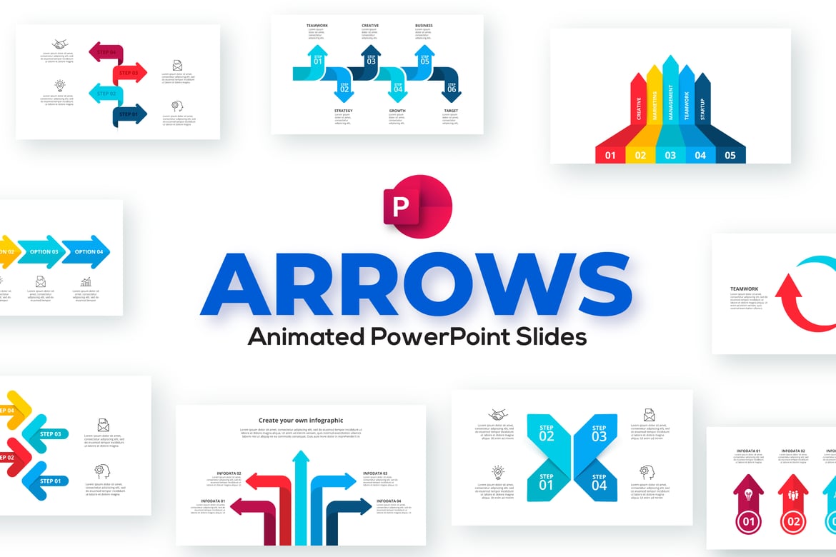 Template Presentasi PowerPoint Animasi Panah - Set 01