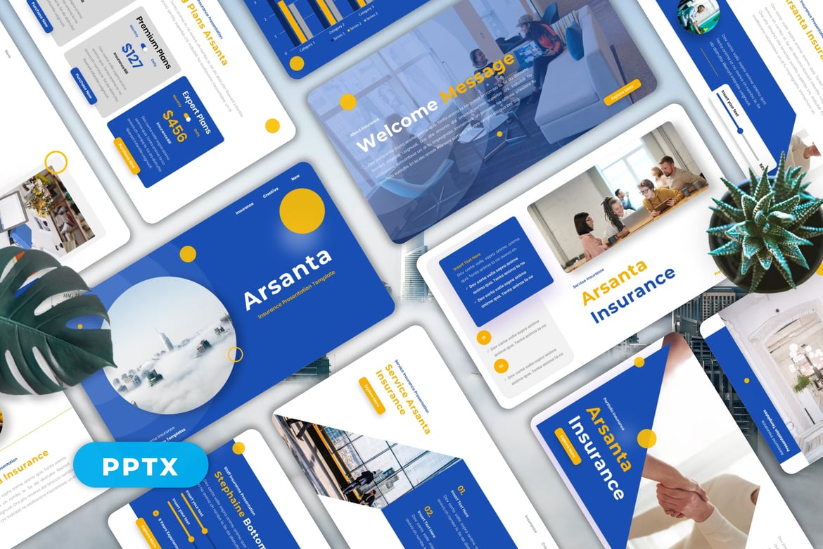 Template Powerpoint Arsanta untuk Presentasi Asuransi yang Menarik