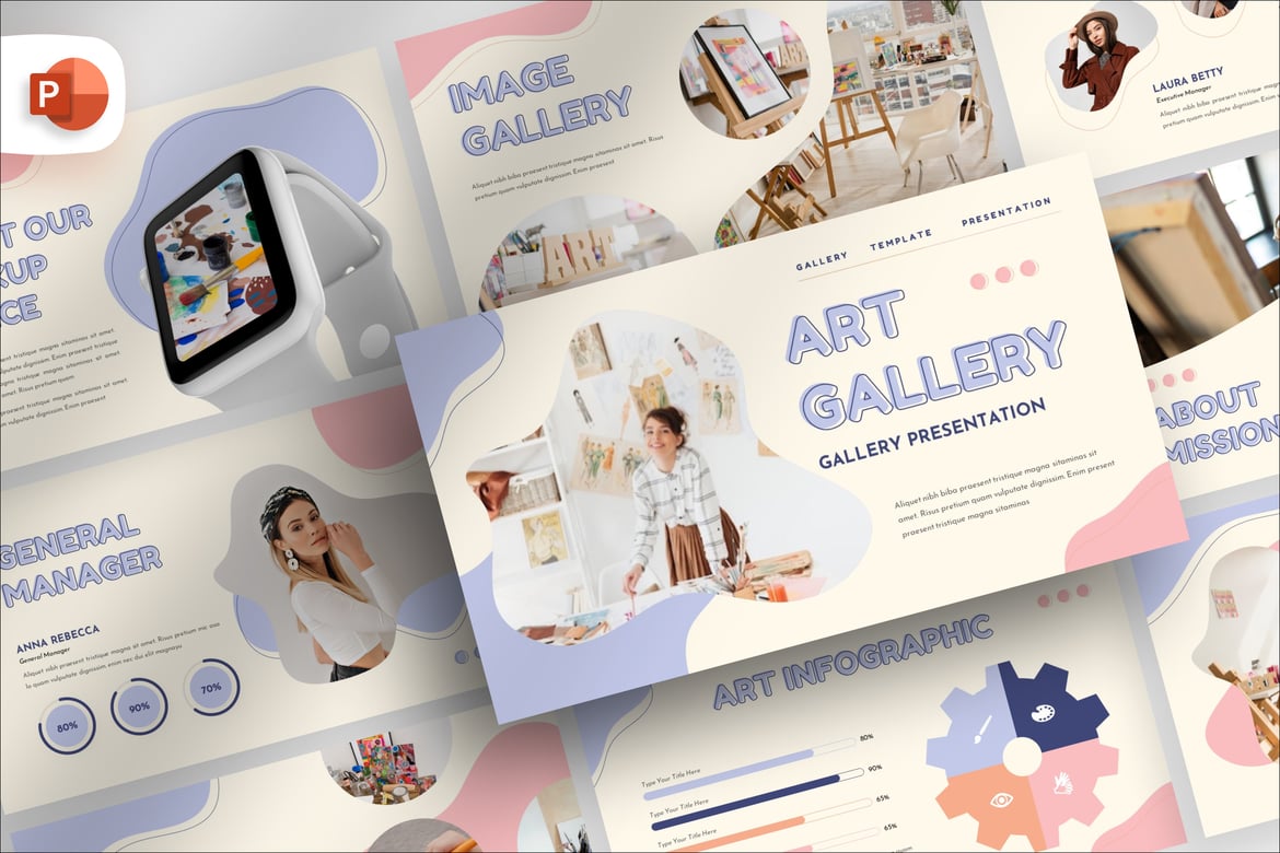 Template Presentasi PowerPoint Galeri Seni yang Menarik