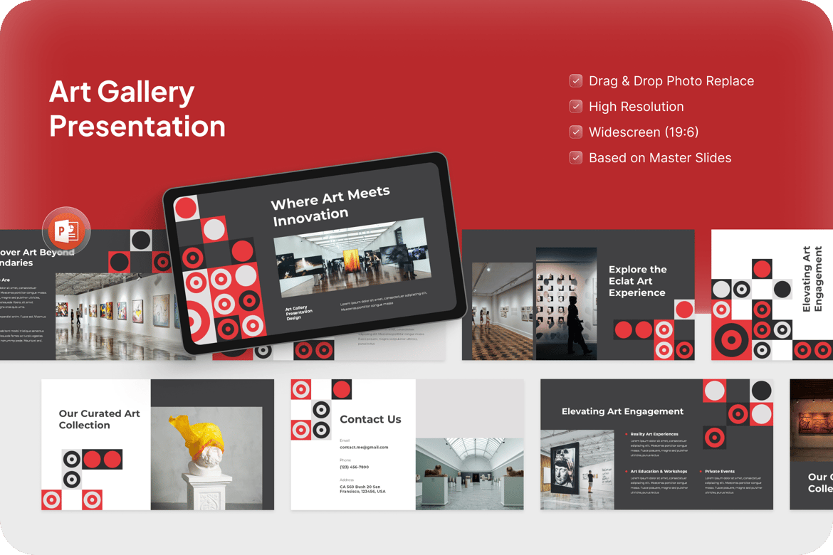 Template Presentasi PowerPoint Galeri Seni yang Menarik