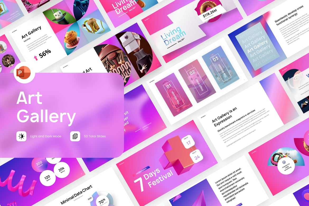 Template PowerPoint Galeri Seni yang Menarik dan Profesional