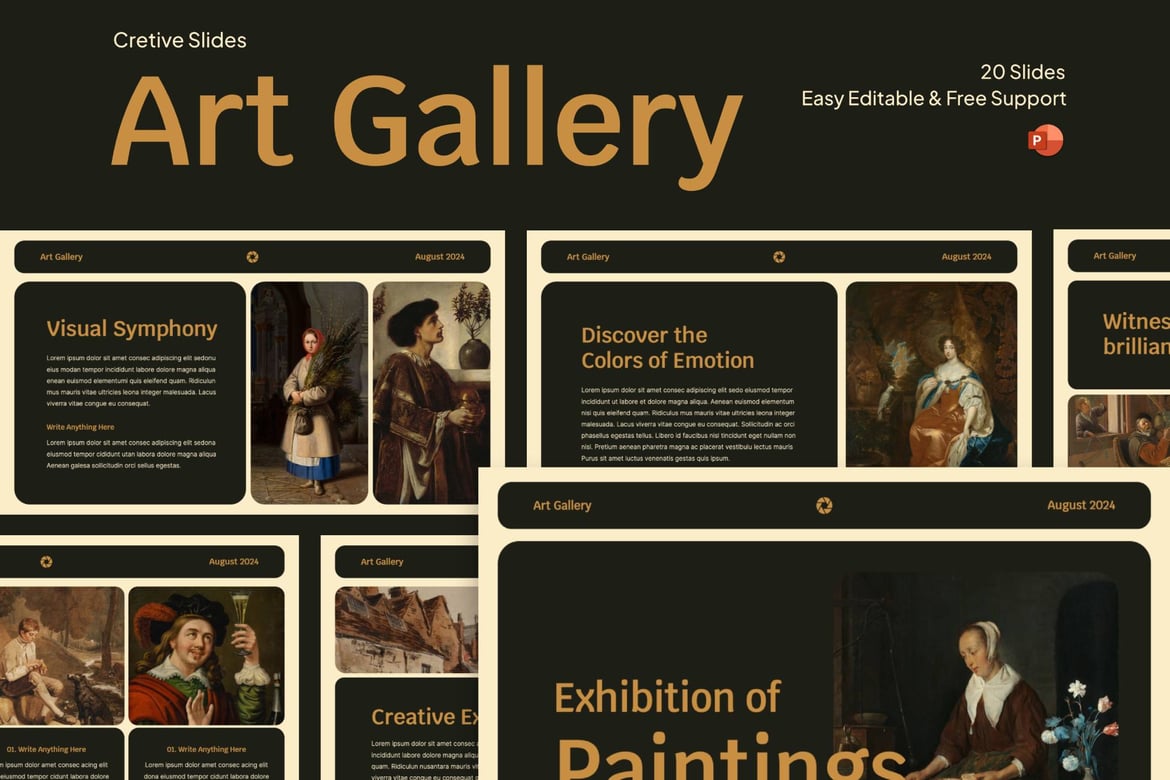 Template PowerPoint Galeri Seni yang Menarik dan Mudah Disesuaikan