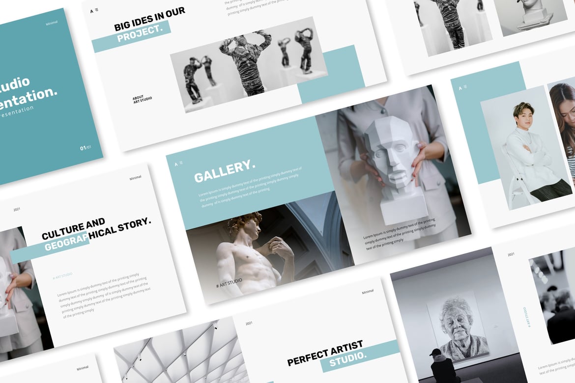 Template Presentasi Powerpoint Studio Seni yang Menarik