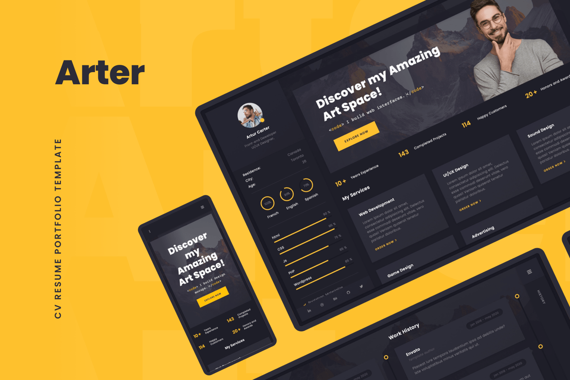 Arter - Template Website Portofolio CV yang Modern dan Menarik