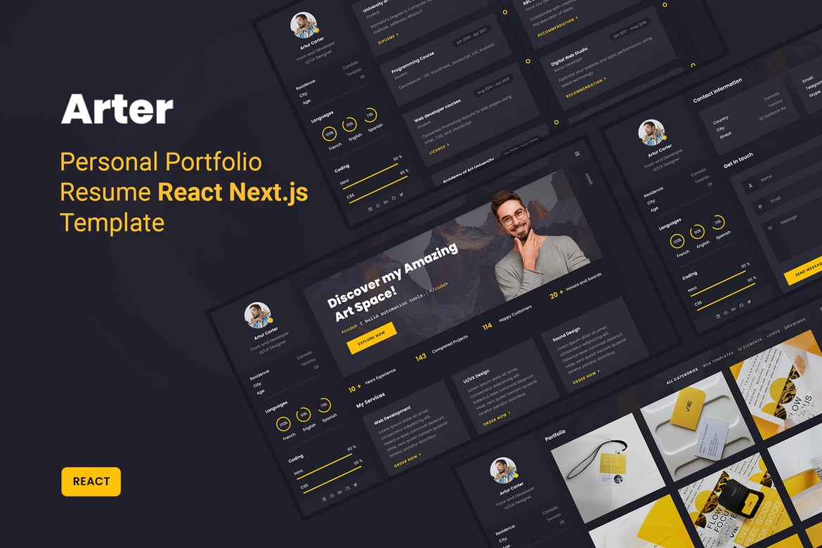 Arter - Template Website Portofolio Pribadi dengan React Next.js