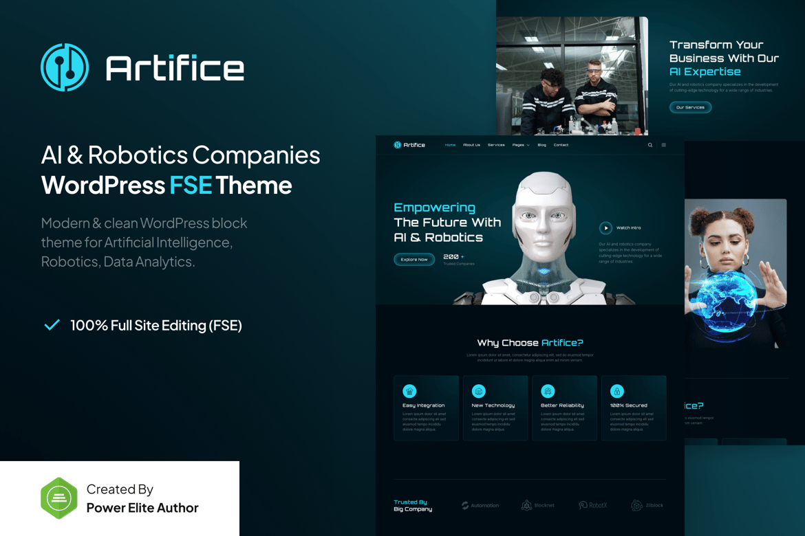 Artifice – Tema WordPress Inovatif untuk Perusahaan AI & Robotika