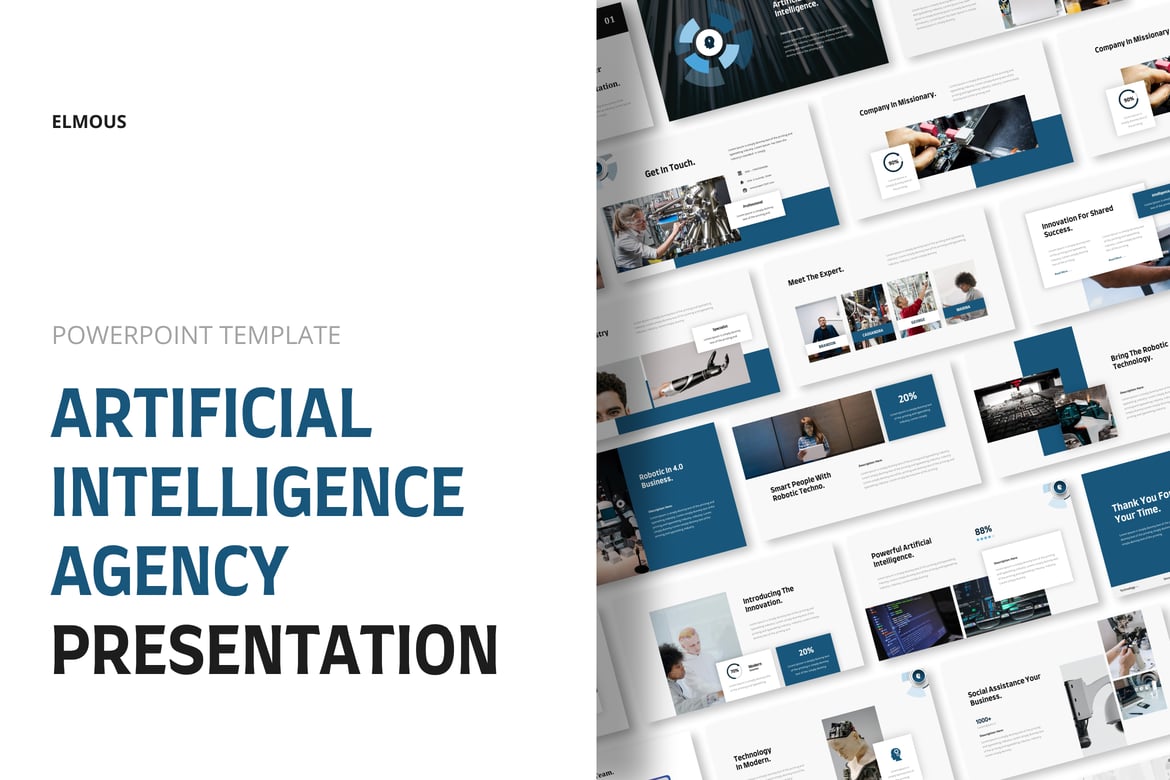 Template PowerPoint Kecerdasan Buatan yang Modern dan Profesional