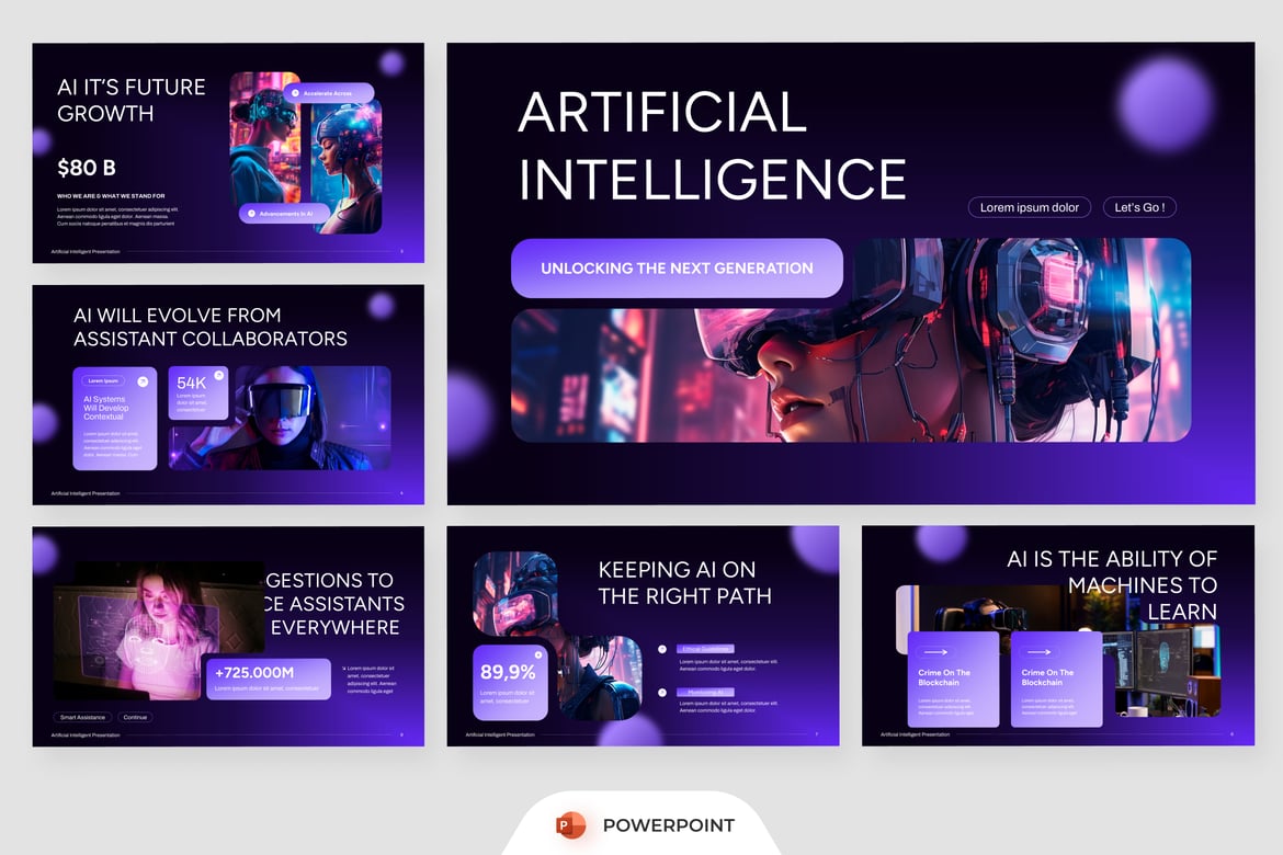 Template Presentasi PowerPoint Kecerdasan Buatan yang Futuristik