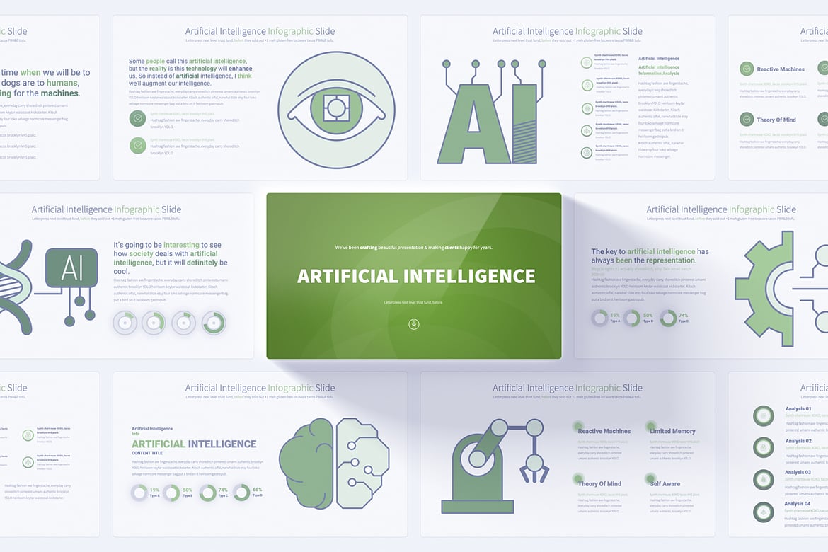 Template PowerPoint Infografis Kecerdasan Buatan yang Menarik