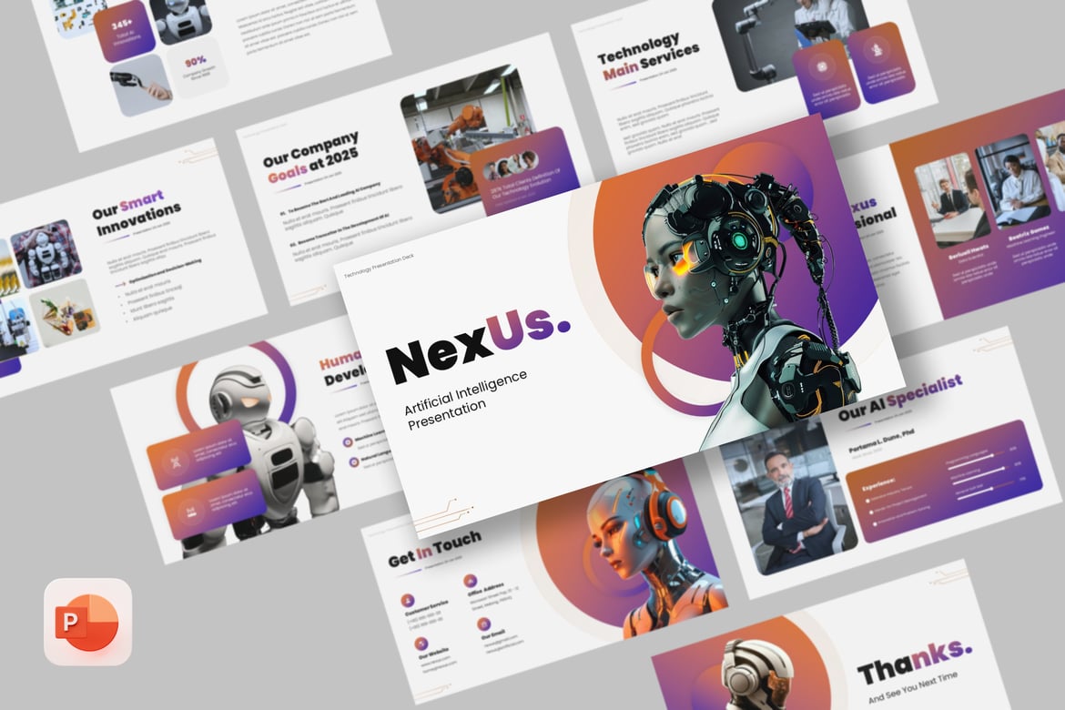Template PowerPoint Kecerdasan Buatan yang Profesional dan Modern