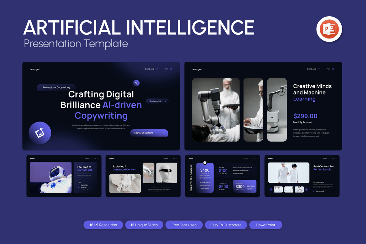 Template Presentasi PowerPoint Kecerdasan Buatan yang Menarik