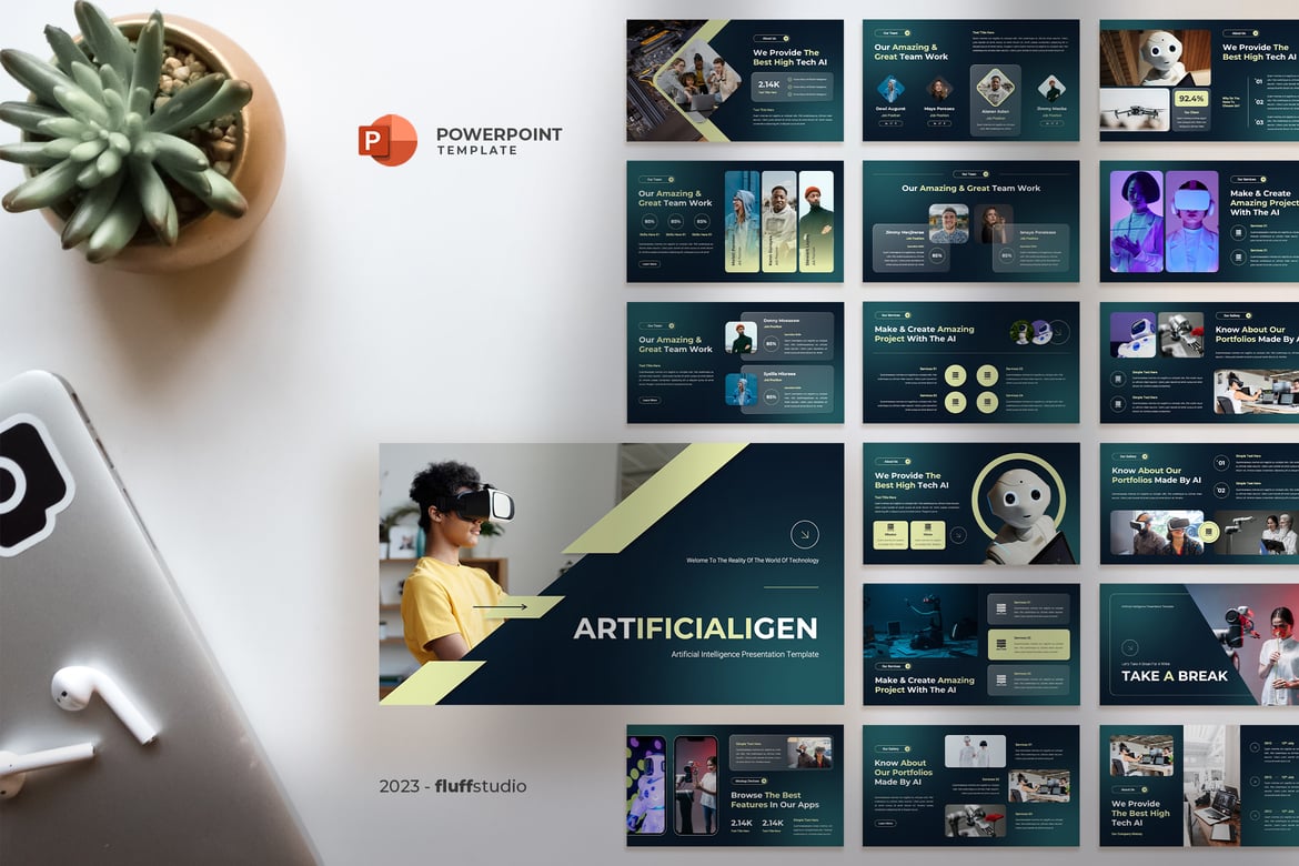 Template Powerpoint Kecerdasan Buatan yang Modern dan Profesional